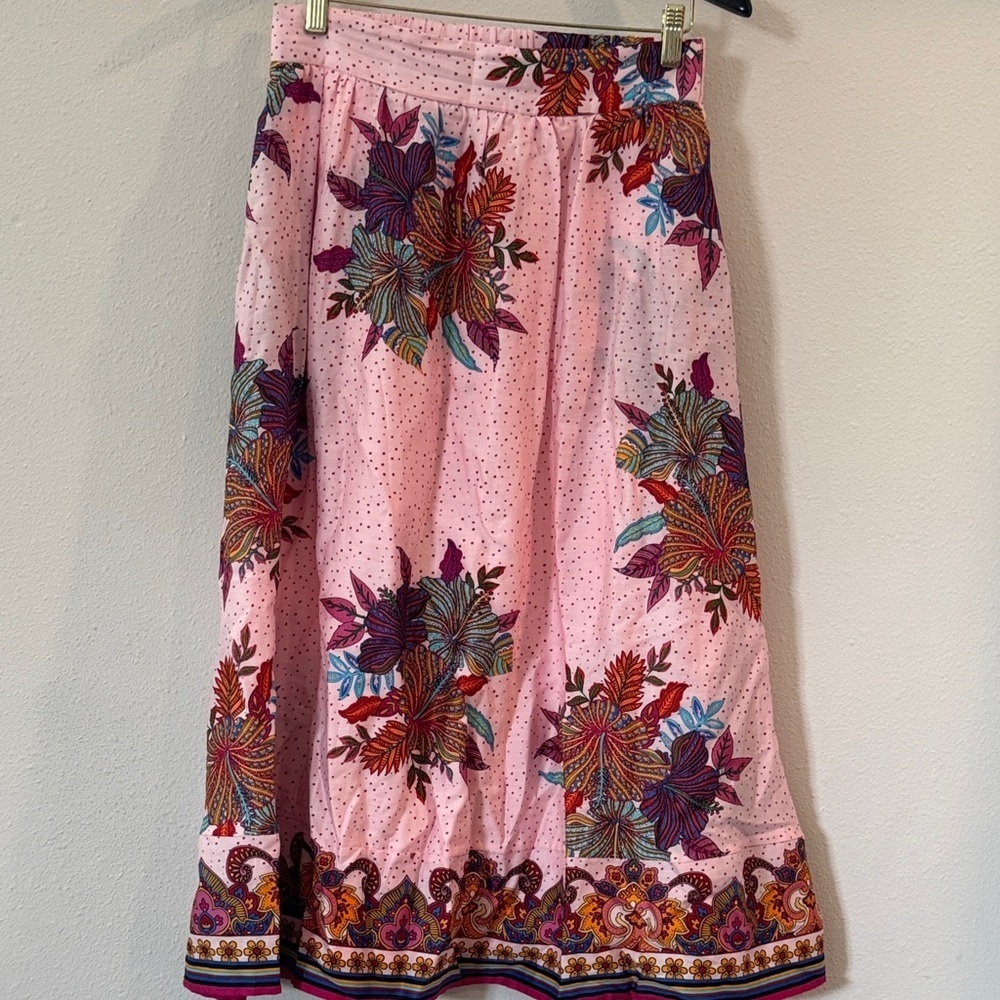 Floral Pink A-Line Skirt